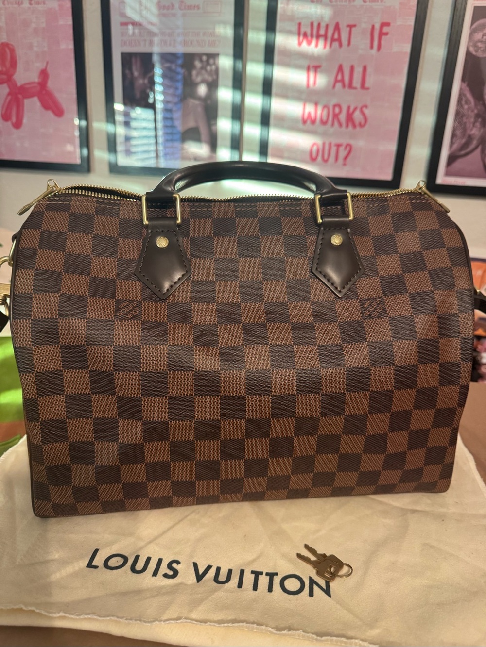 Inspired Brown Checkered Satchel Handbag (Size 30) - Picture 9 of 11